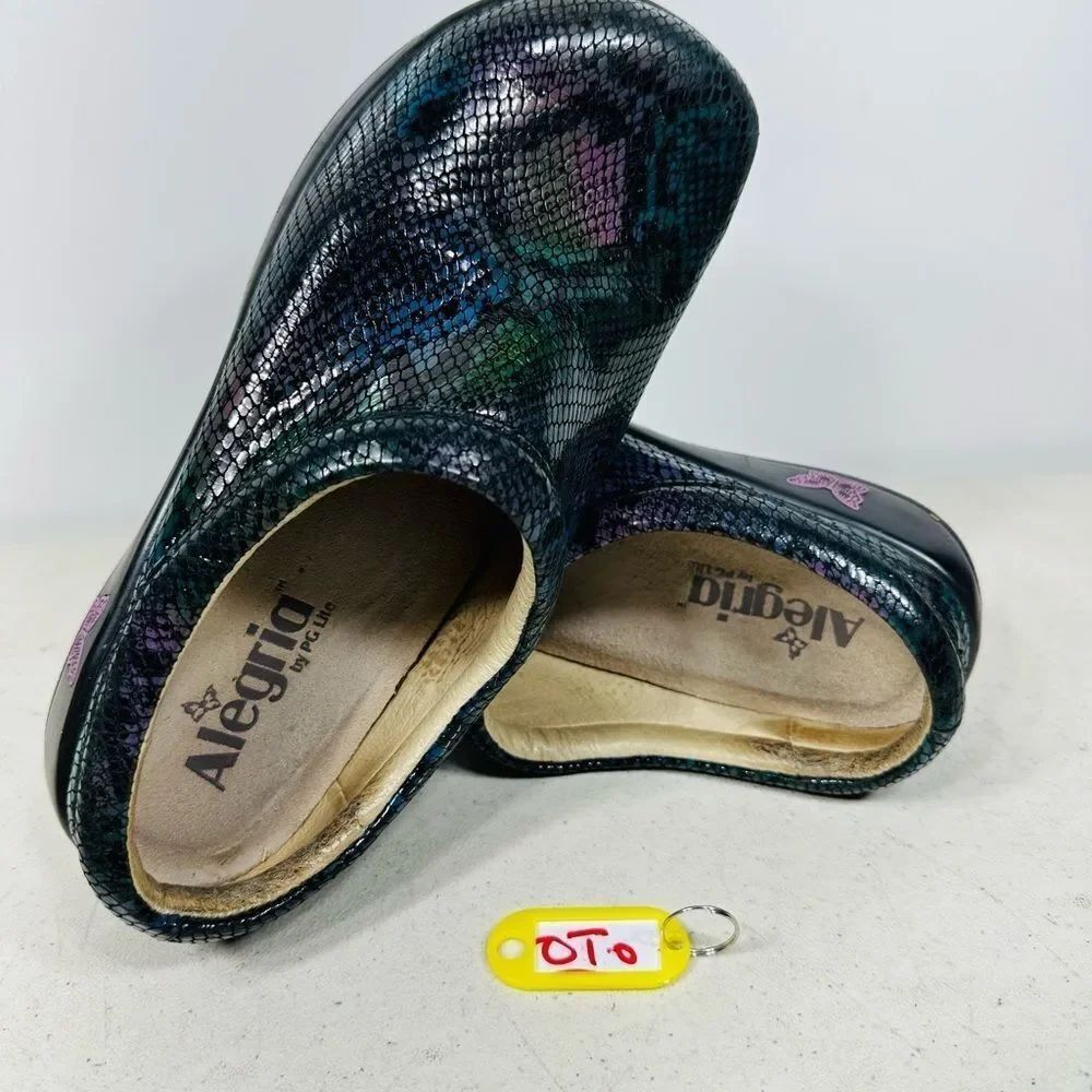 Alegria Multicolor Snakeskin Pattern Mules size 37-6